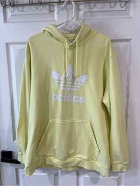 adidas Pale Yellow Trefoil Hoodie with White Logo
